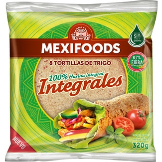 tortillas de trigo integrales 8 unidades paquete 320 g - Mexifoods