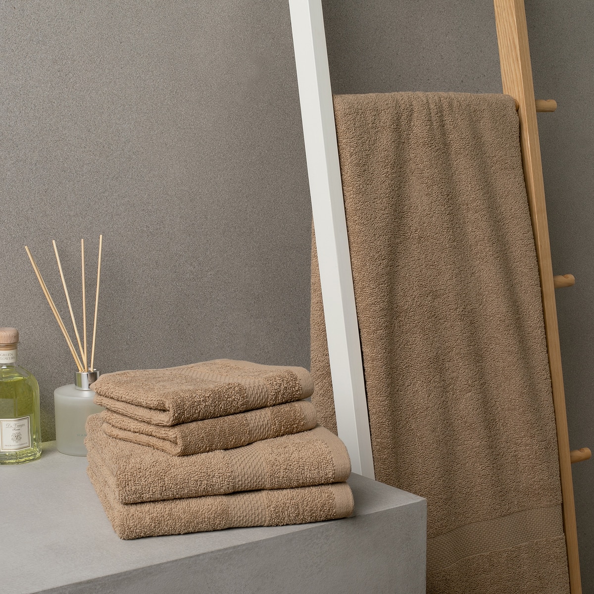 Conjunto de 5 toalhas de algodão 450 g/m2 Basic Bege-4