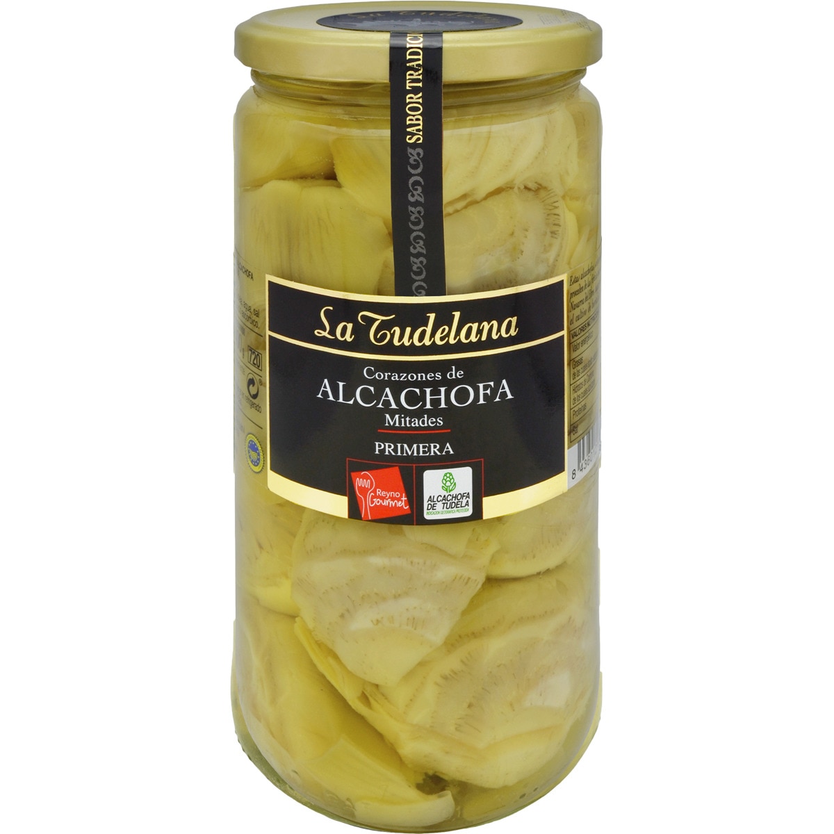 corazones de alcachofa en mitades IGP de Tudela frasco 400 g neto escurrido