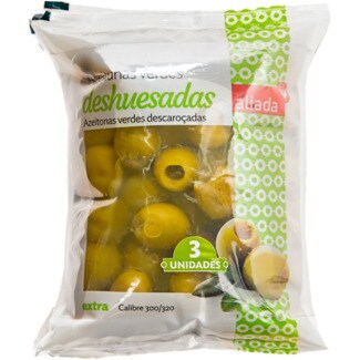 Aliada Azeitonas Verdes Descaroçadas Pack 3 x 70 g embalagem 210 g