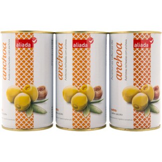 Aliada Azeitonas Recheadas com Anchova Pack 3 x 150 g lata 450 g