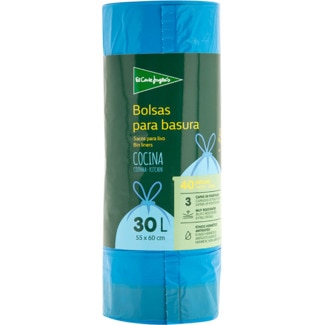 Sacos do Lixo com Auto Fecho 30 L 55 x 60 cm embalagem 40 unidades - El Corte Inglés