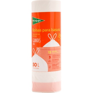 Sacos do Lixo Brancos 70 x 75 cm 50 L embalagem 15 unidades - El Corte Inglés