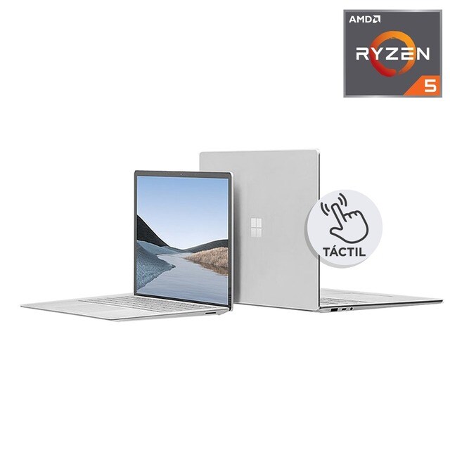 Portátil Microsoft - Nuevo Surface Laptop 3, AMD Ryzen 5, 8 GB, 128 GB Platino