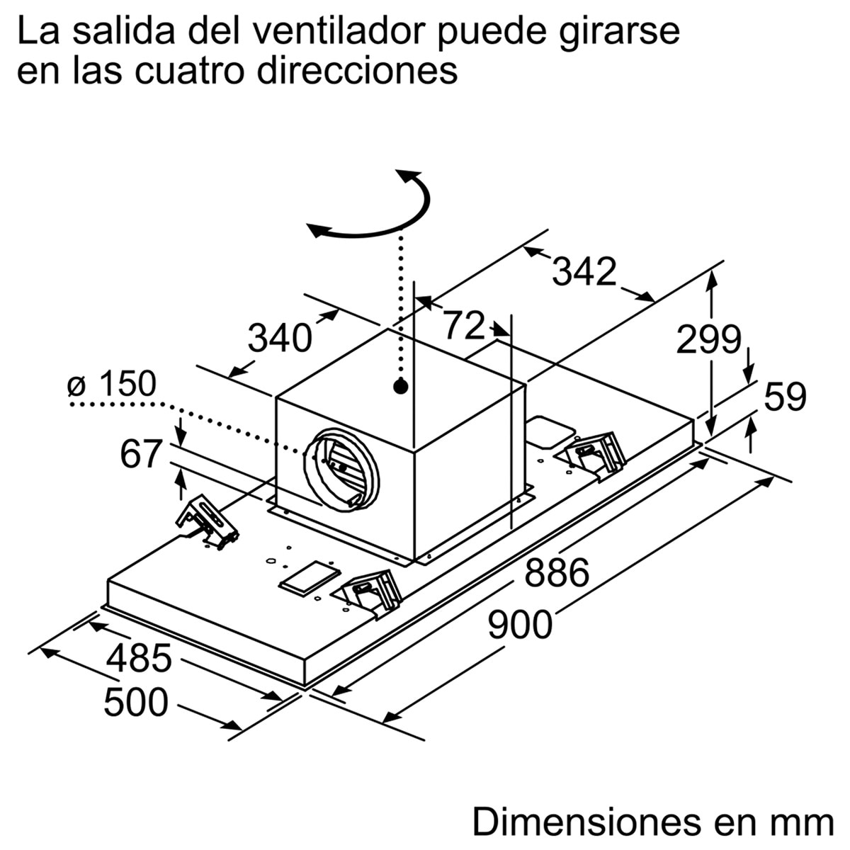 Campana de techo Siemens iQ500, con 3 velocidades + 2 intensivas - LR97CAQ50. . Inox-7