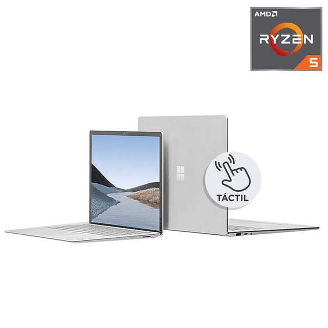 Portátil Microsoft - Nuevo Surface Laptop 3, AMD Ryzen 5, 8 GB, 256 GB Platino