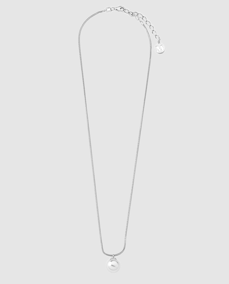 Pendente Córcega de Prata com Pérola Branca Branco-1