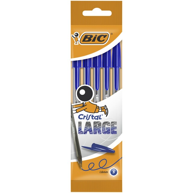 Imagen 0 de Pack de 5 Bolígrafos  Cristal Large Punta Ancha BIC Azul