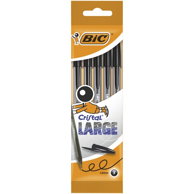 Imagen 0 de Pack de 5 Bolígrafos  Cristal Large Punta Ancha BIC Negro