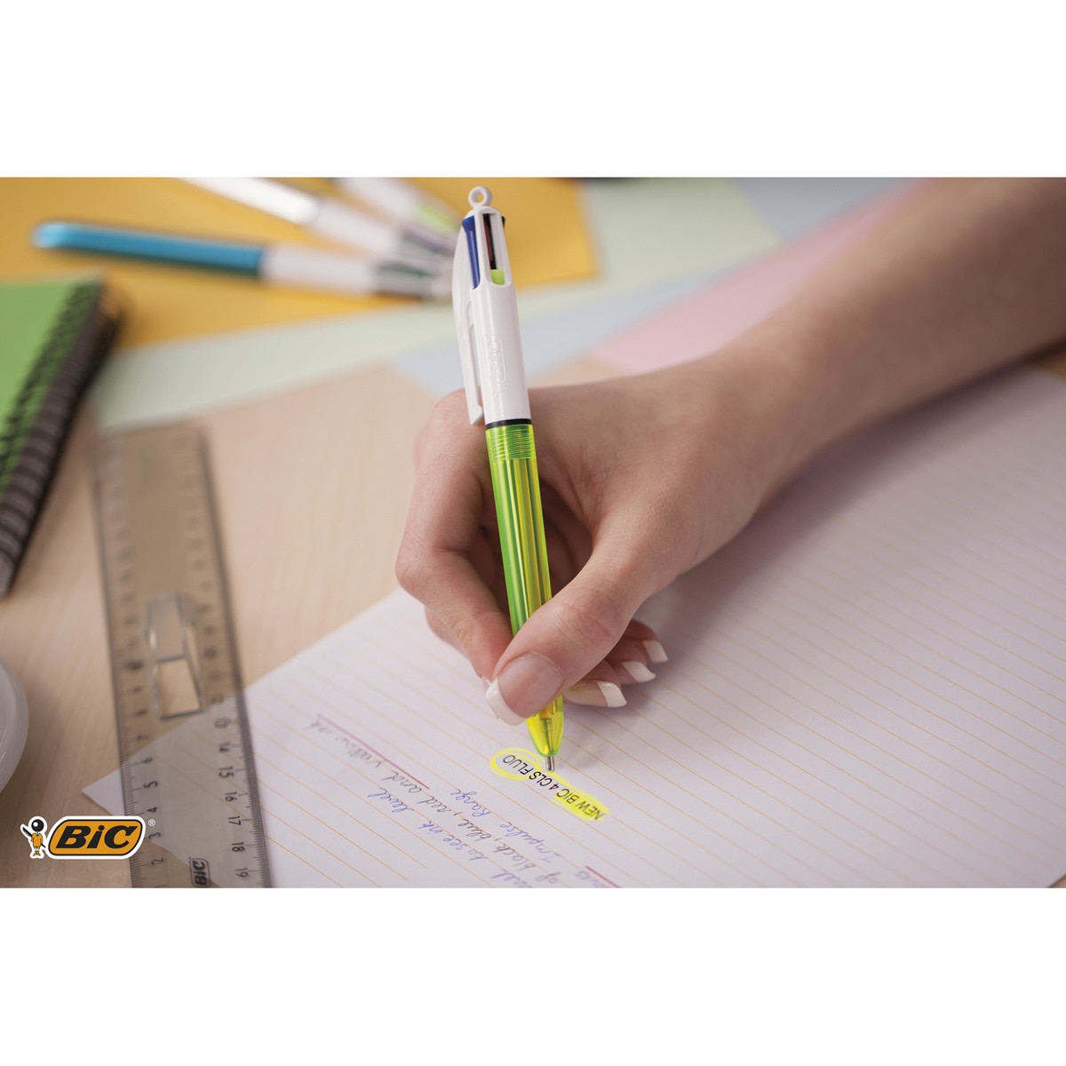 Pack de 1 Bolígrafo 4 Colores con Fluorescente BIC 5