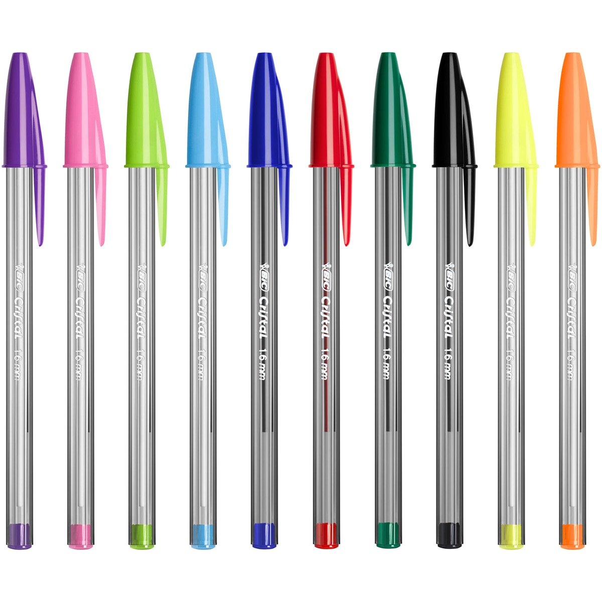 Pack Megatubo Cristal Fluo BIC: 20 bolígrafos Cristal con tintas de 10 colores diferentes. Multicolor-3