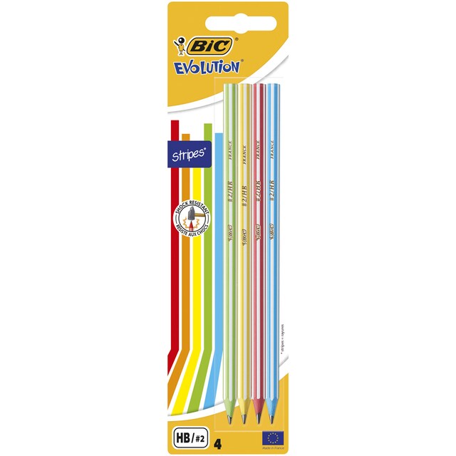 Imagen 0 de Pack de 4 Lápices de Grafito  Evolution Stripes HB BIC