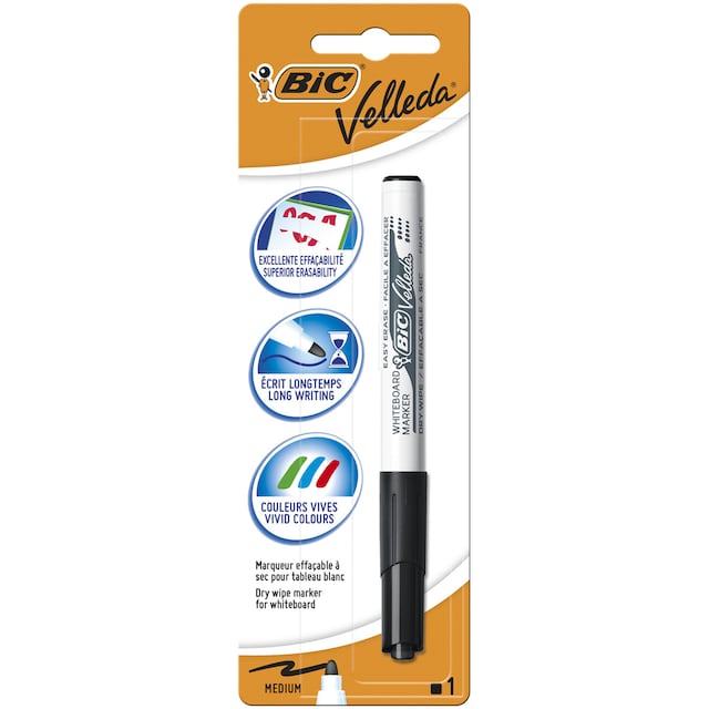 Imagen 0 de Pack de 1 Marcador Pizarra Blanca  Velleda 1741 Punta Media BIC Negro