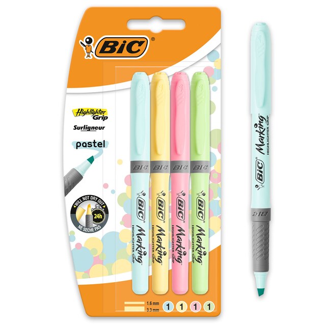 Imagem 0 de Pack de 4 marcadores fluorescentes Highlighter Grip pastel