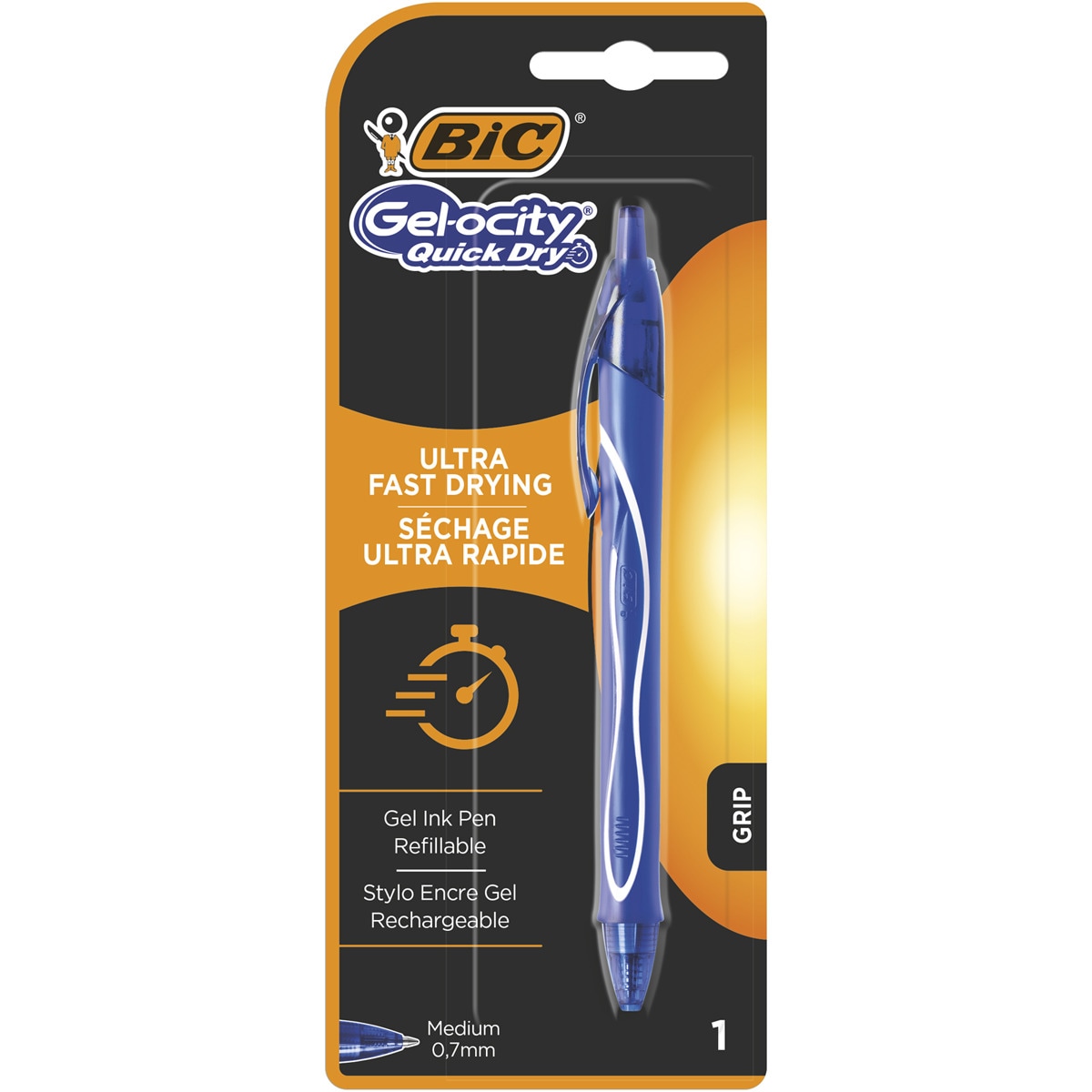 Pack de 1 Bolígrafo Gel Gelocity Quick Dry Punta Media BIC Azul Azul-1