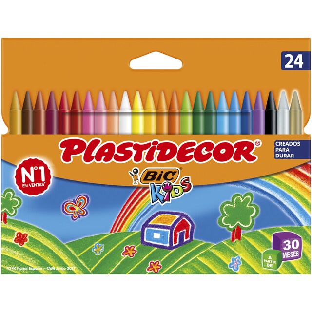 Imagen 0 de Pack de 24 Ceras Plásticas Colorear  Kids Plastidecor BIC