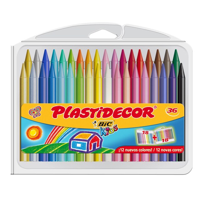 Imagen 0 de Pack de 36 Ceras Plásticas Colorear  Kids Plastidecor BIC