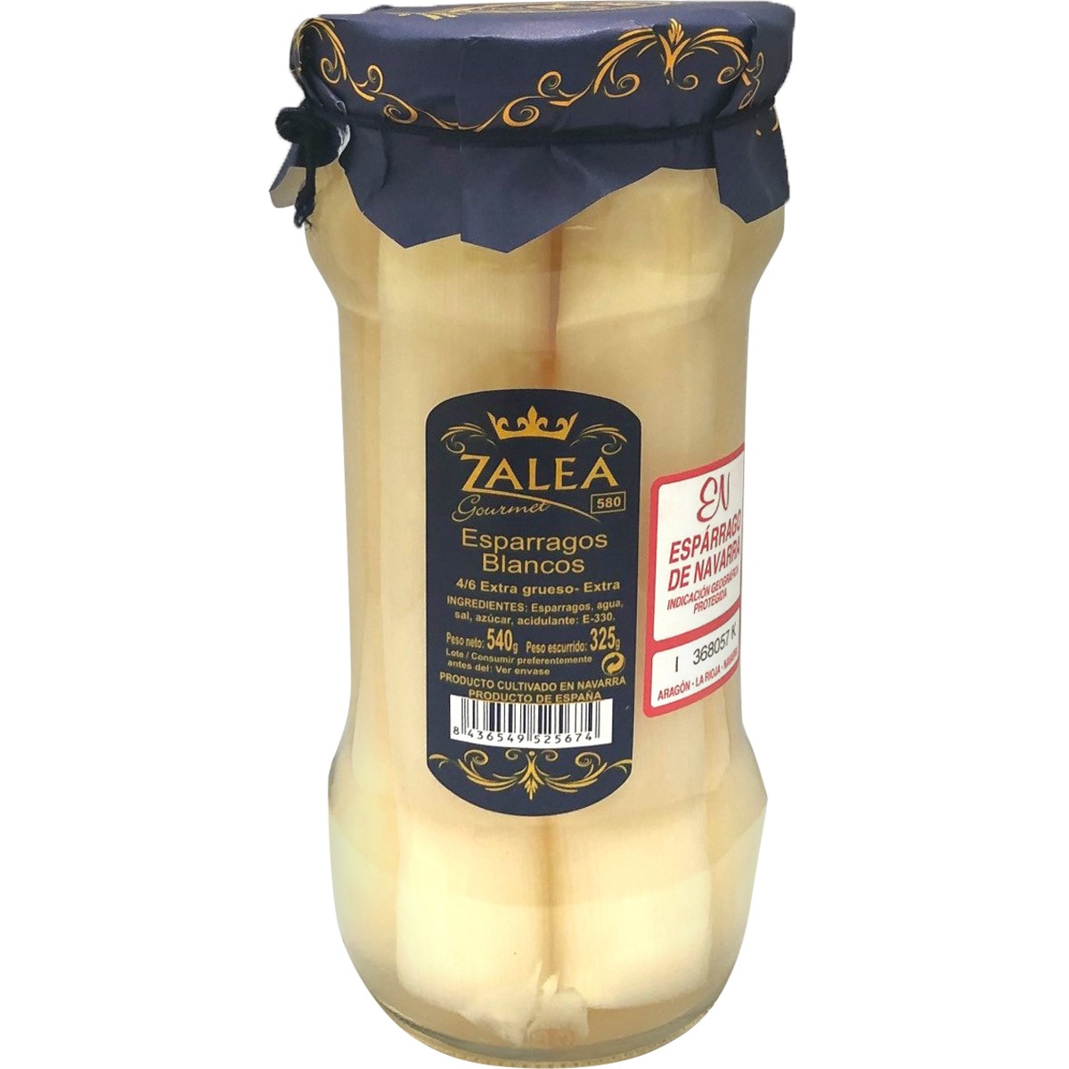 Gourmet espárragos blancos IGP de Navarra extra gruesos 4-6 piezas frasco 325 g neto escurrido