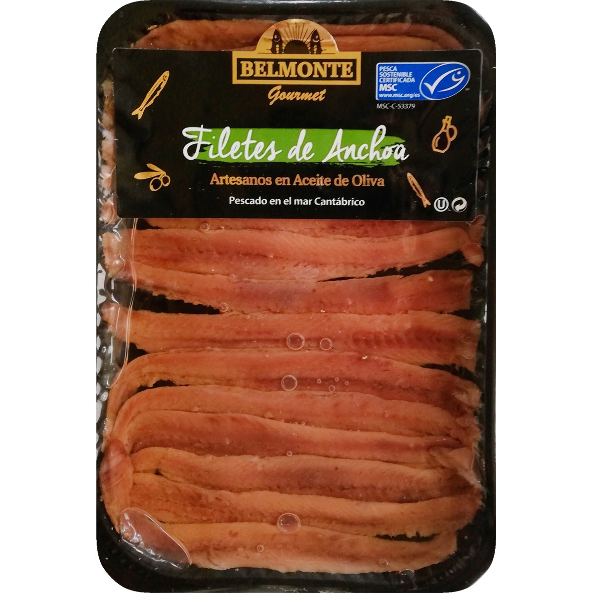filetes de anchoa MSC en aceite de oliva envase 100 g