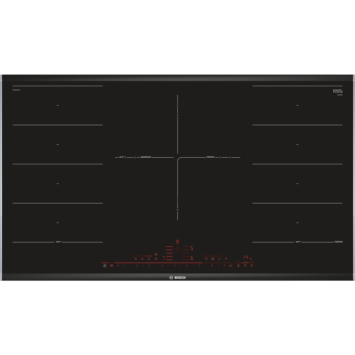 Imagem 0 de Placa de Indução Bosch Série 8 PXV975DV1E FlexInduction e PerfectFry com 5 Zonas e de 90 cm - Preto