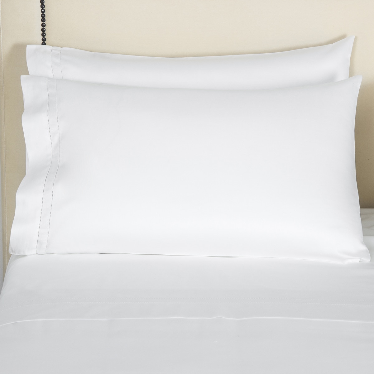 Funda de almohada satén de algodón Doppio Ajour Frette Blanco-1