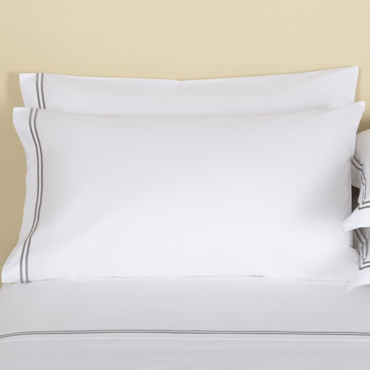 Capa de almofada algodão percal Hotel Classic Cinzento-1