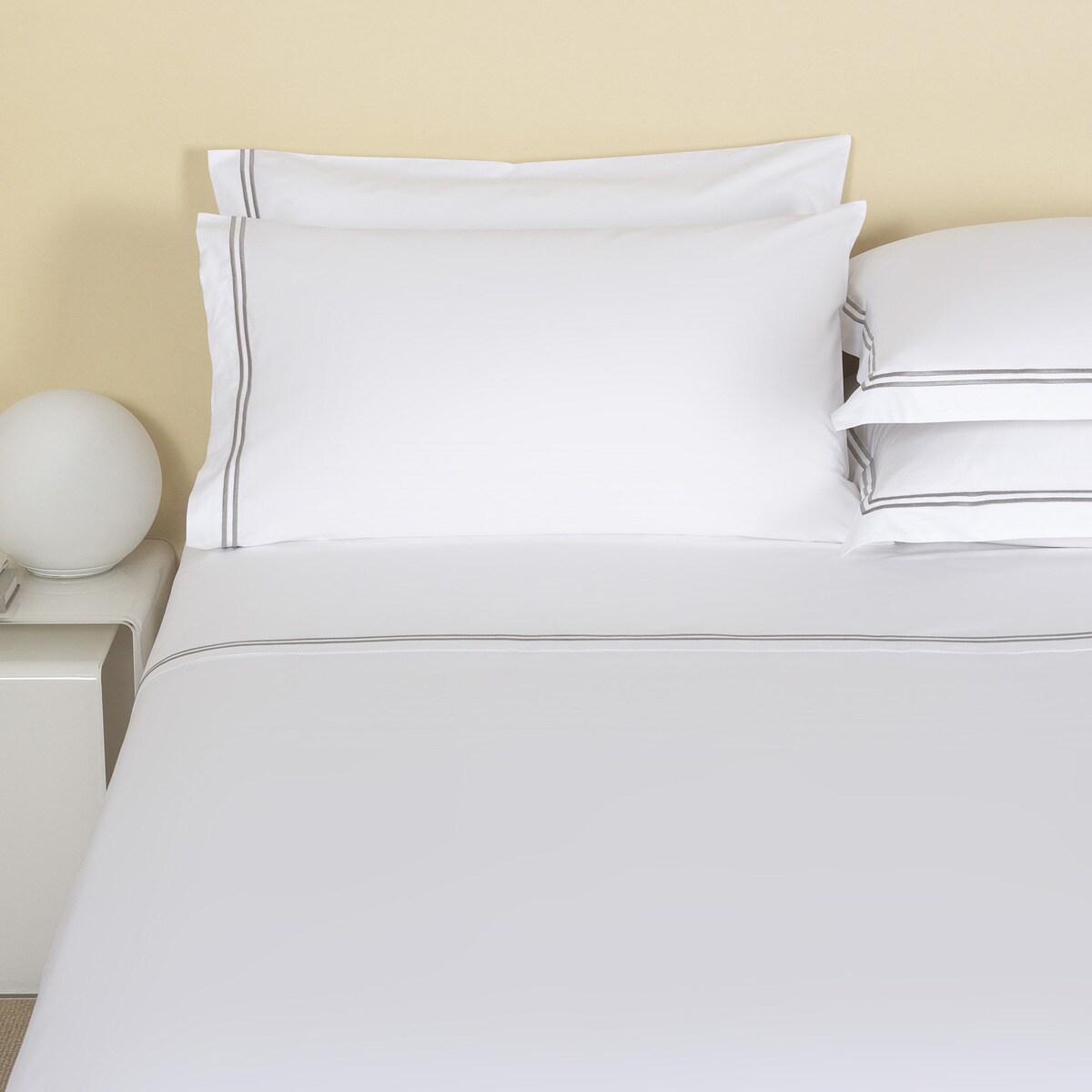 Capa de almofada algodão percal Hotel Classic Cinzento-2