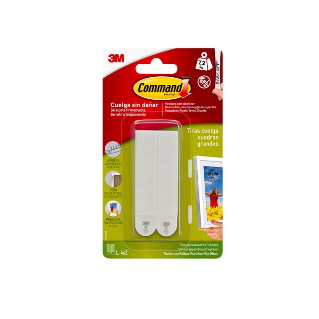 Imagem 0 de Tiras Grandes de Pendurar Quadros 8 Unid.