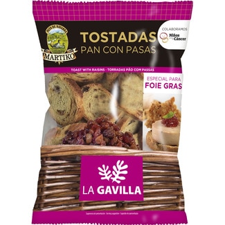 tostadas de pan con pasas especial para foie gras bolsa 100 g - Martiko La Gavilla