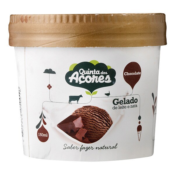 Quinta dos Açores Gelado de Chocolate, Leite e Nata embalagem 150 ml