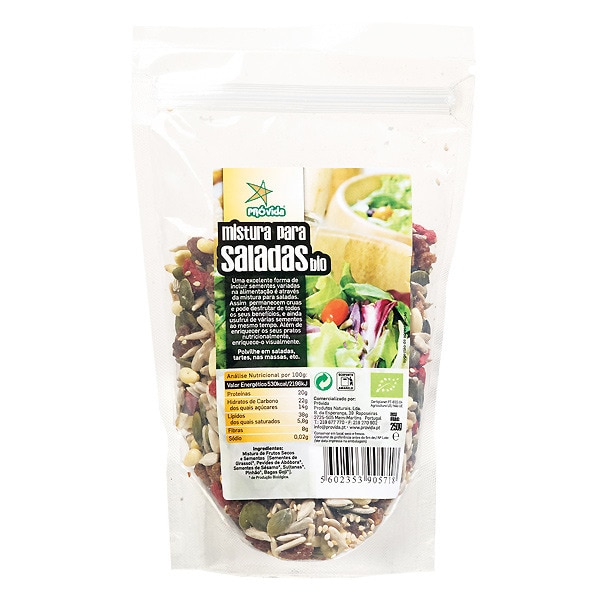 Mistura de Sementes para Saladas Biológicas embalagem 250 g