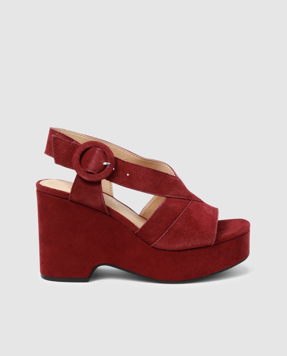 sandalias mujer color burdeos