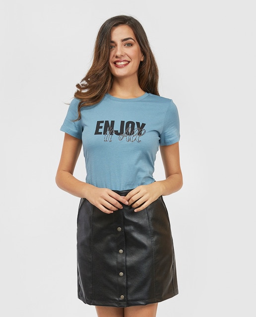 Camiseta de mujer azul con brillo