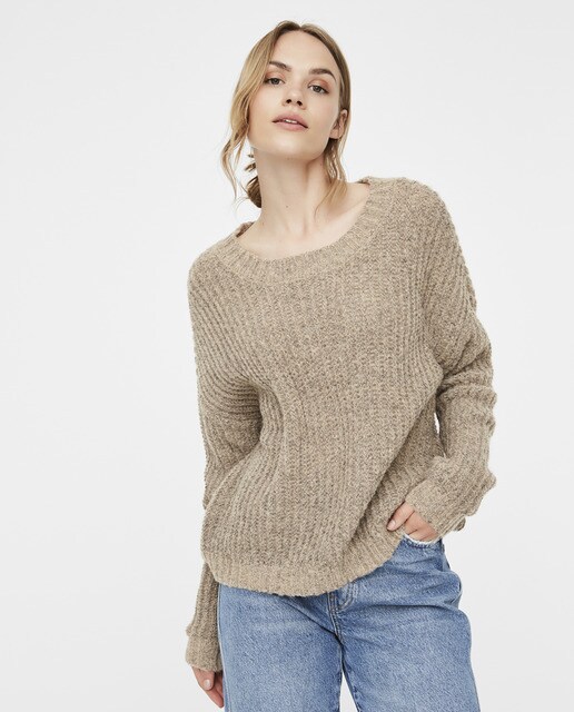 Jersey de mujer cuello redondo y ajuste