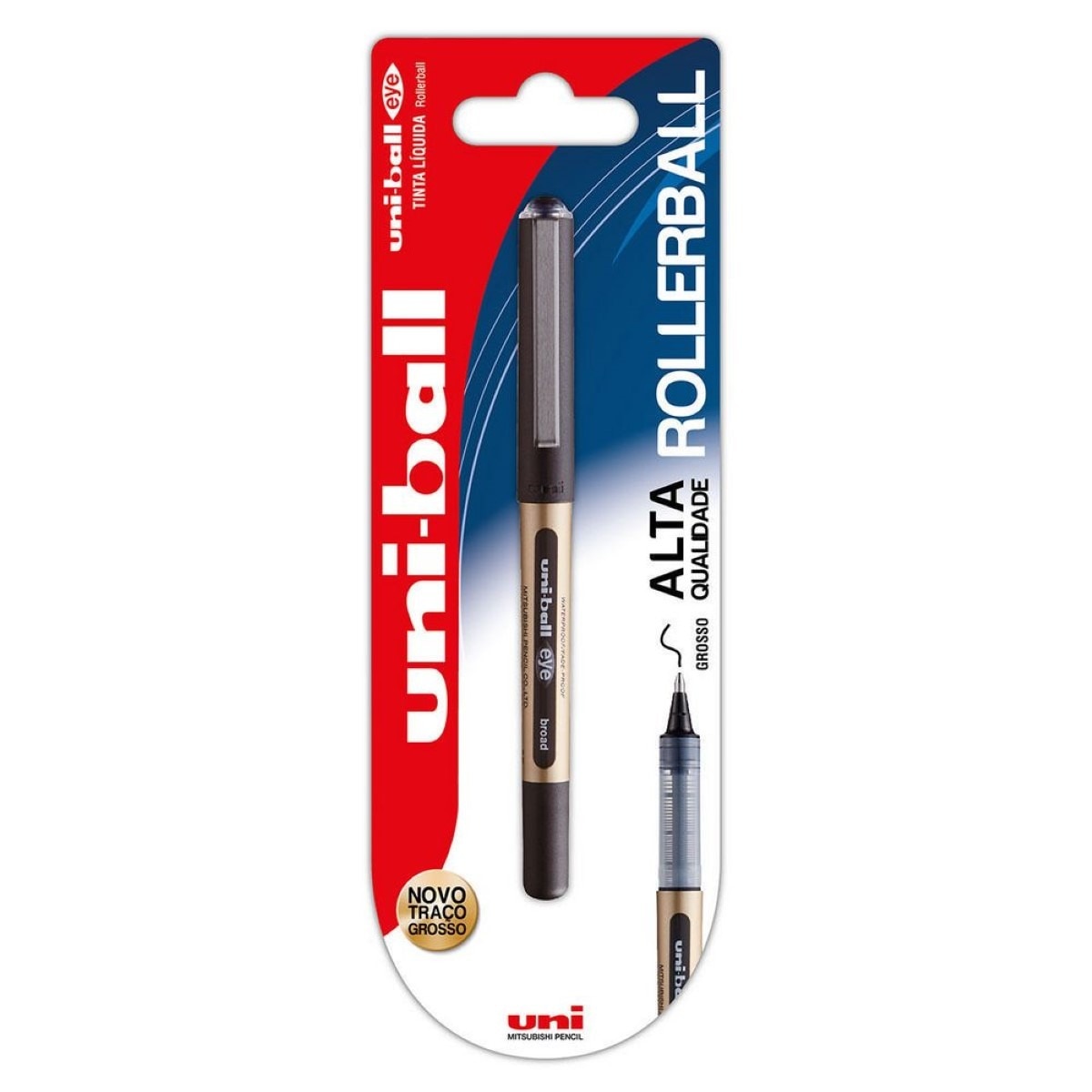 Esferográfica Eye UB-150, Ponta 1 mm, Corpo Preto, Tinta Preta Uni Ball 1