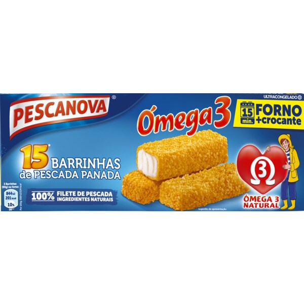 Pescanova Barrinhas de Pescada Ómega 3 15 Unidades embalagem 450 g