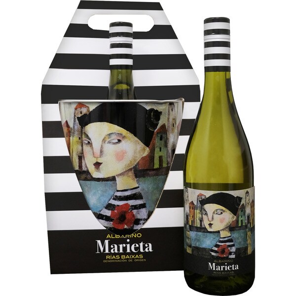 Semidry albariño white wine DO Rías Baixas Presentation box of 2