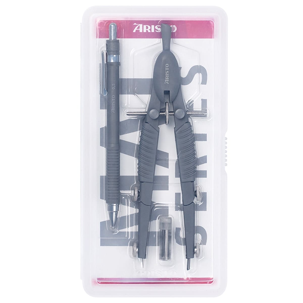 Blister com Compasso Topline Ajuste Rápido e Lapiseira Aristo - Cinzento-escuro 1