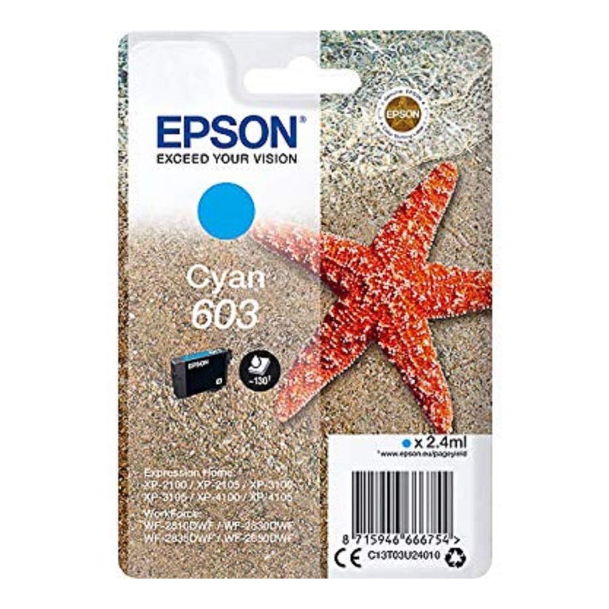 Cartucho de tinta Original Epson 603 cian (C13T03U240) 1