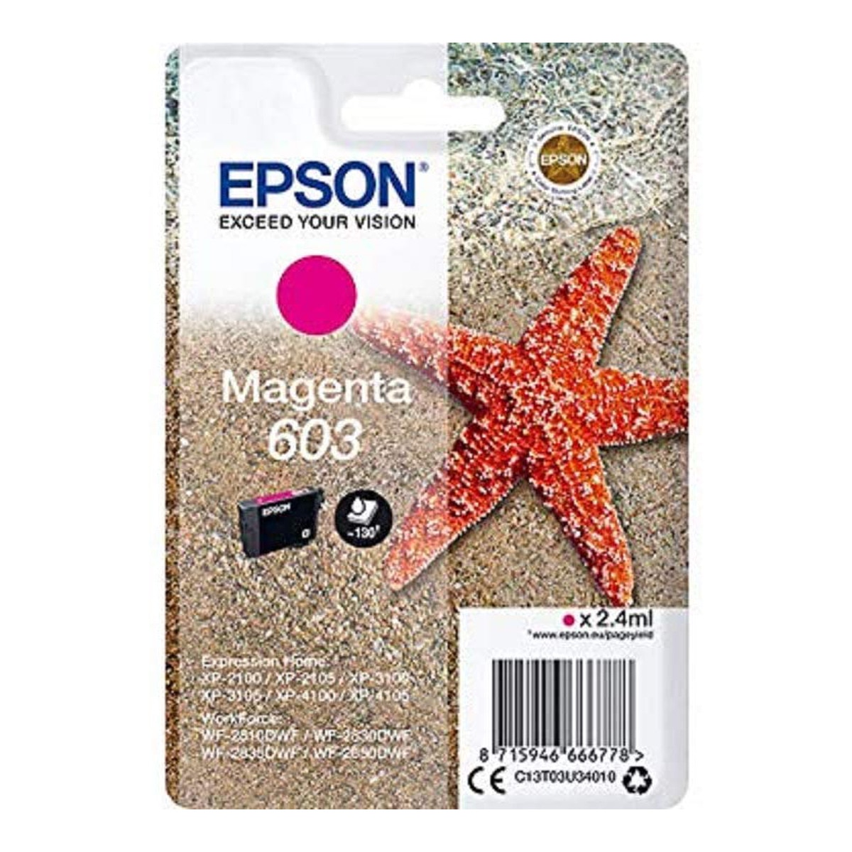 Imagen 0 de Cartucho de tinta Original Epson 603 magenta (C13T03U340)