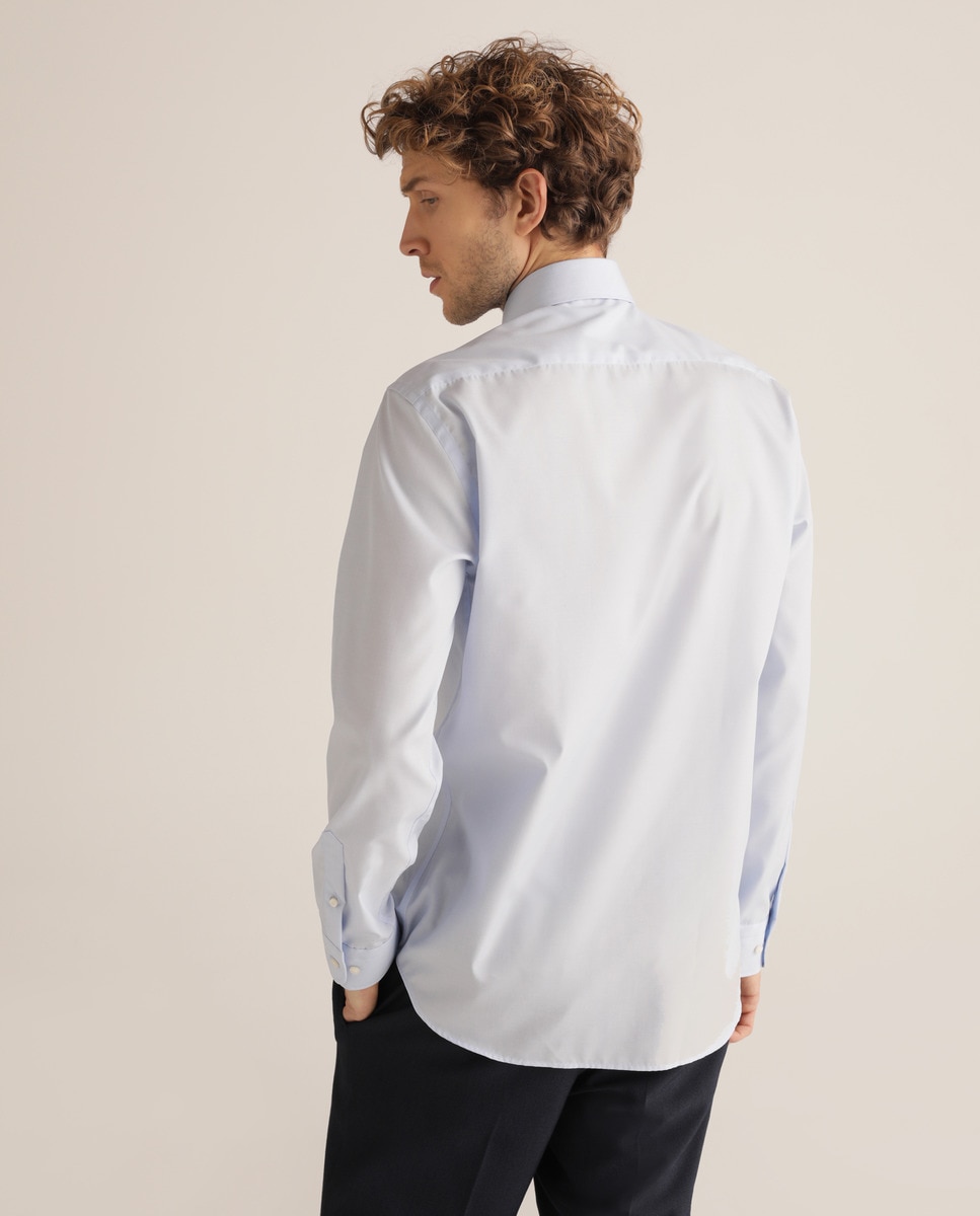 Camisa Non Iron de hombre regular lisa blanca - Mirto - Azul claro Azul claro-2