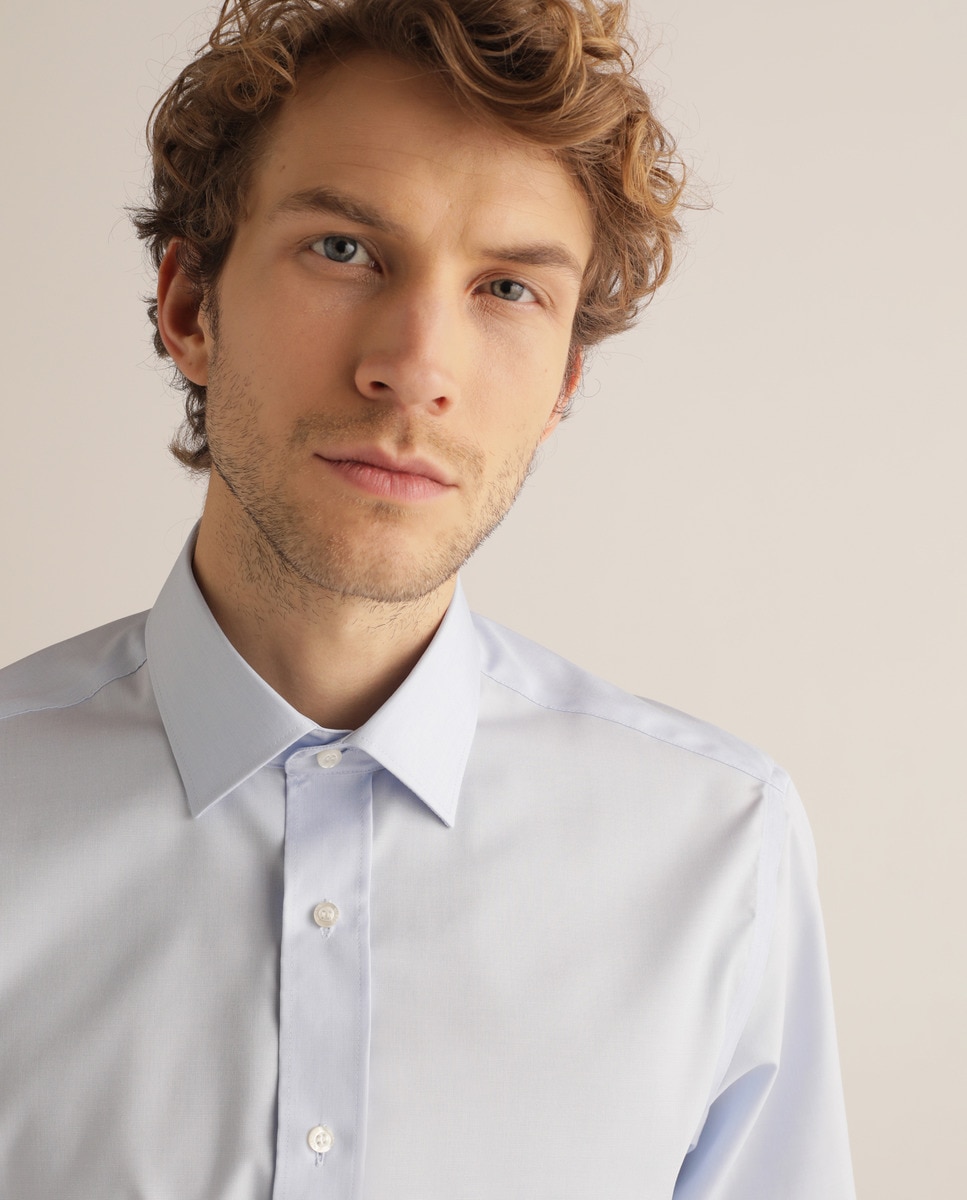 Camisa Non Iron de hombre regular lisa blanca - Mirto - Azul claro Azul claro-3