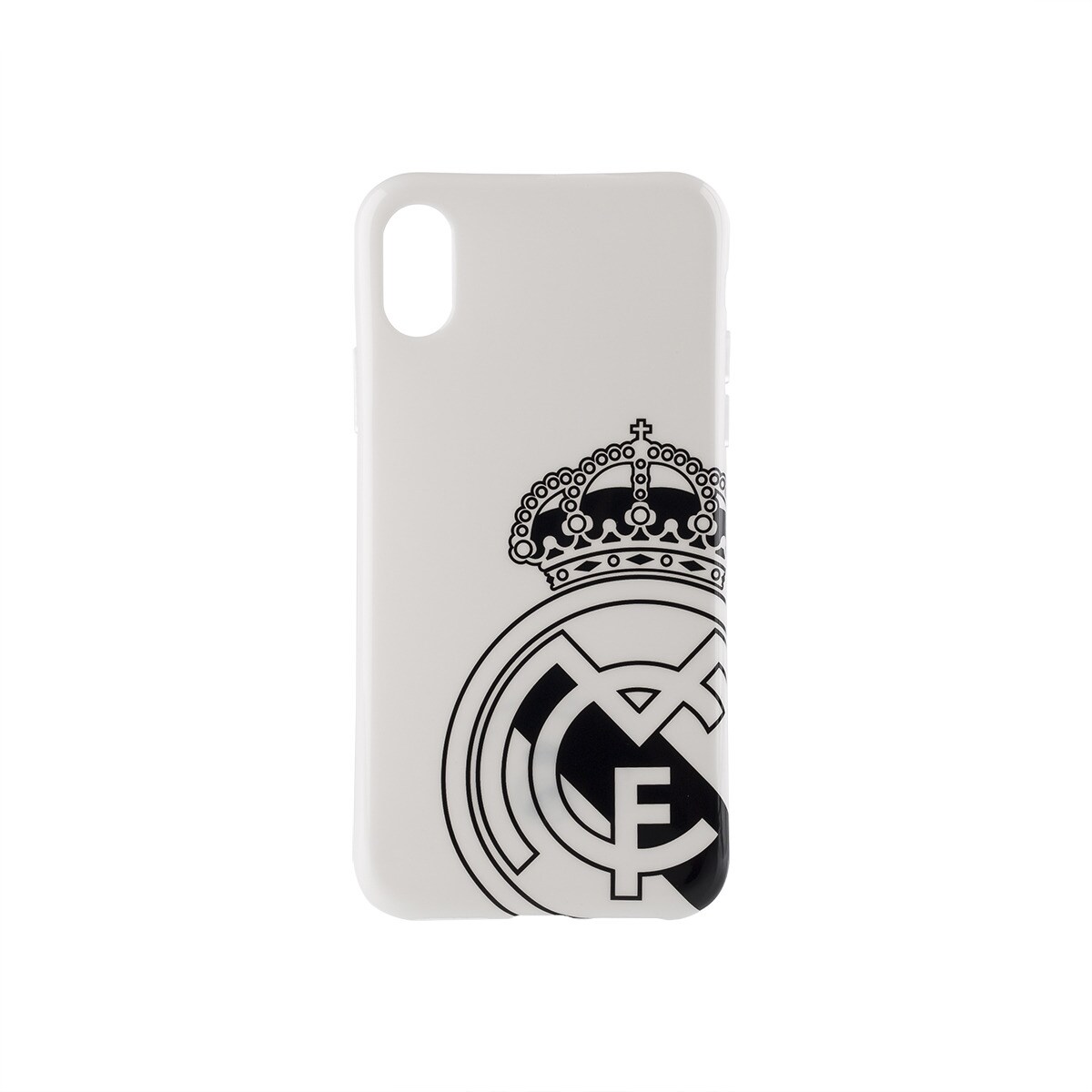 Real Madrid C.F. - Carcasa IPhone X/XS Fondo Blanco Escudo Negro