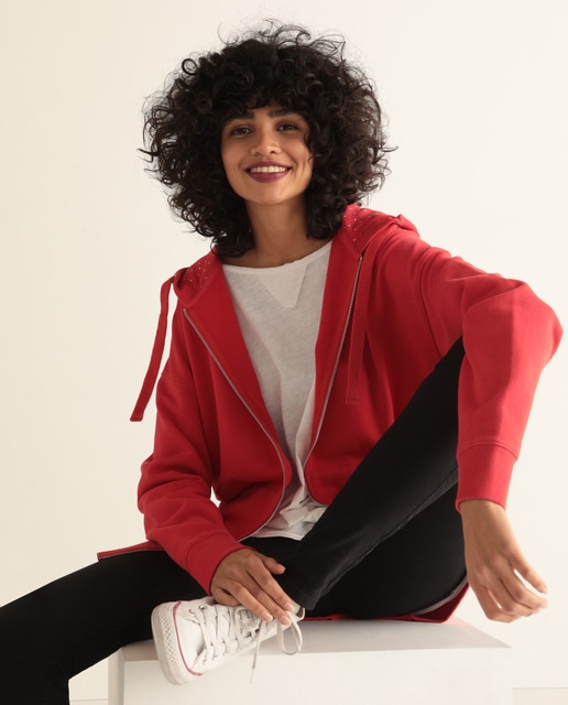 Sudadera de mujer con capucha y cierre d