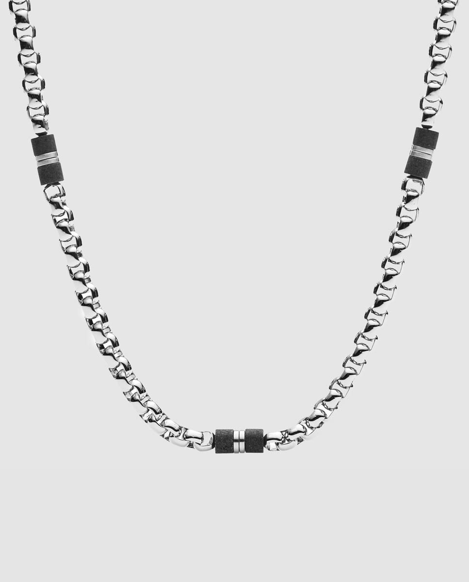 Imagem 0 de Colar Mens Dress de Aço e Mármore - Preto
