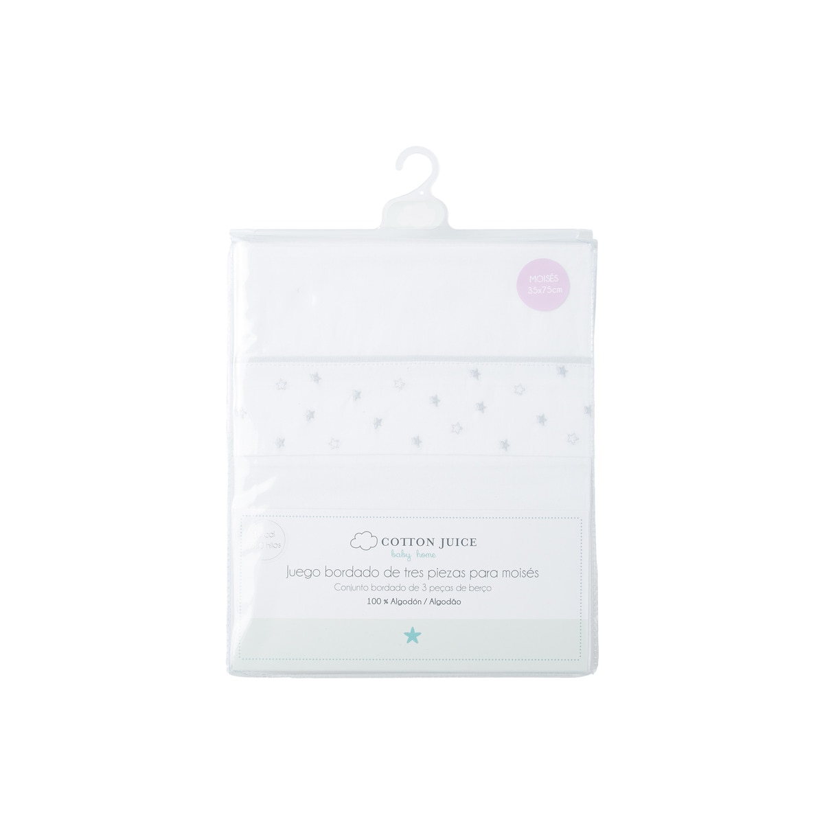 Conjunto de Lençóis Clássicos com Bordado de Estrelas - 3 Peças (Disponível em Várias Medidas) Cinzento-2