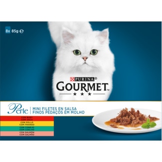 Perle Comida Húmida para Gato Finos Pedaços em Molho Pack 8 unidades embalagem 85 g - Gourmet