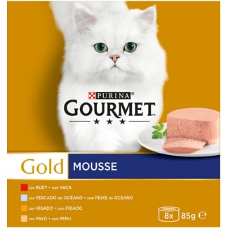 Gold Comida Húmida para Gato Seleção de Mousses Pack 8 embalagem 680 g - Gourmet