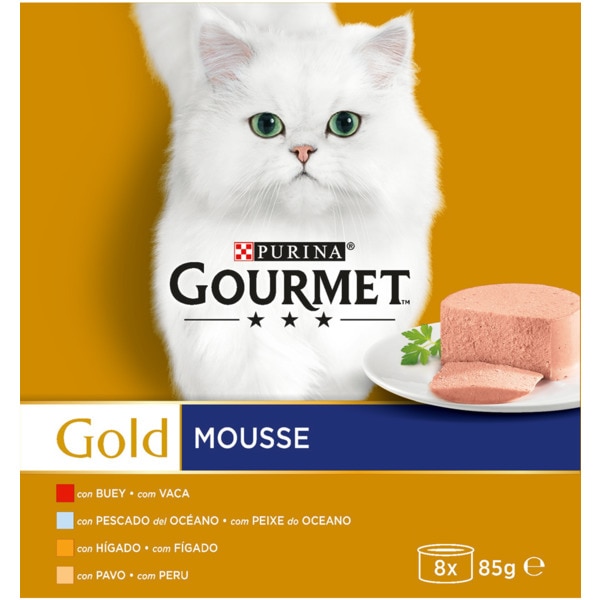 Gold Comida Húmida para Gato Seleção de Mousses Pack 8 embalagem 680 g