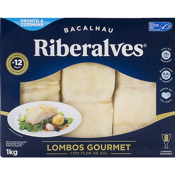 Riberalves Lombos de Bacalhau Reserva Gourmet embalagem 1 kg